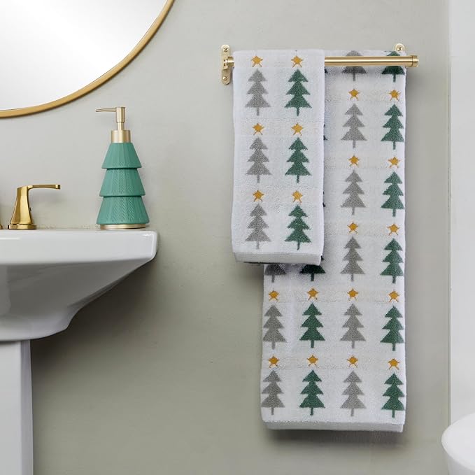 SKL Home Christmas/Winter Multi Trees 100% Cotton Premium Bath Towel, 500 GSM, Soft & Absorbent, Reversible Jacquard, Decorative, Multi