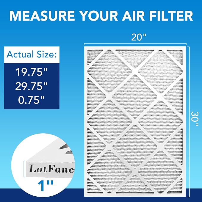 LotFancy 20x30x1 Air Filter MERV 13 6-Pack, Electrostatic Pleated HVAC Furnace - Image 2