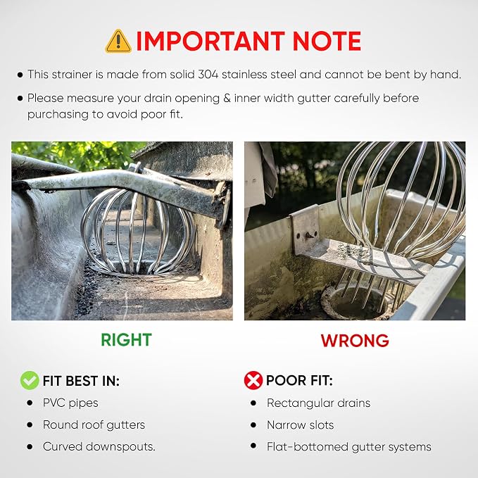 Gutter Guard, 304 Stainless Steel Roof Drain Cover, Anti-Clogging Filter - Image 2