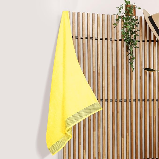 Belizzi Home Cotton 2 Pack Oversized Bath Sheet 35 x 70, Large Bath Sheet, Ultra Absorbent, Compact, Eco-Friendly and 100% Recyclable, Quick Drying and Lightweight Towel - Lime Yellow