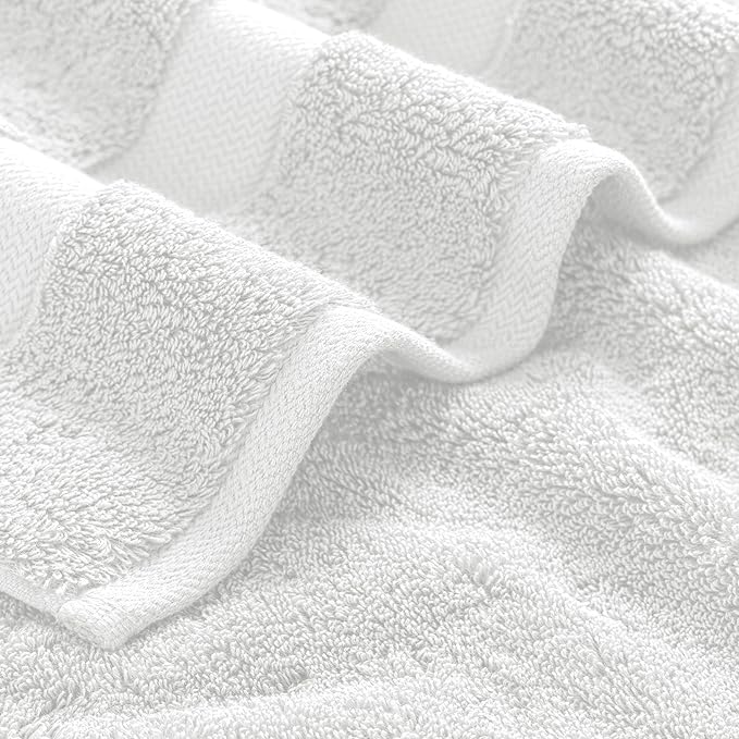 TOWELTIQUE- Organic Cotton Plush Bath Towels Pack of 4 GOTS & Oeko- TEX Certified | Premium Soft, Absorbent & Quick-Drying Towels for Bathroom, Gym, Spa & Hotel Use – White