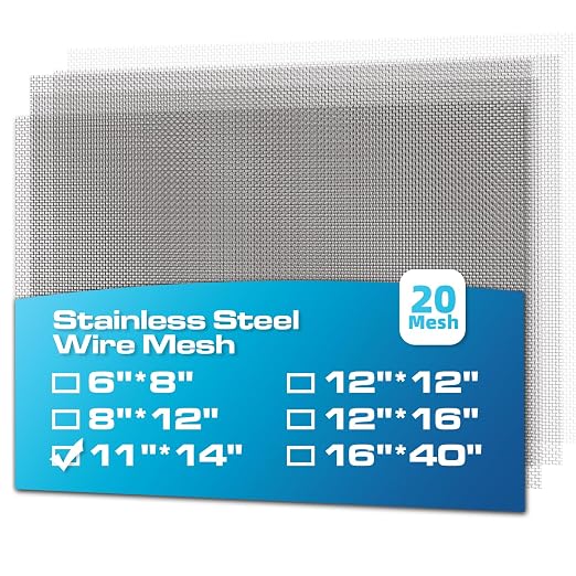 4 Pack 11x14 Inch Wire Mesh, 20 Mesh Stainless Steel Mesh, Never Rust Sturdy by AMZDEPOT