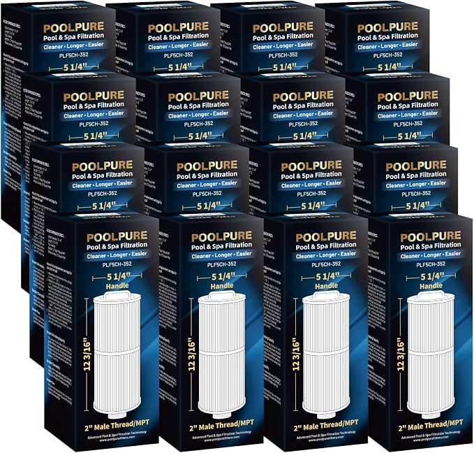POOLPURE Pack of 16 5CH-352 Spa Filter Compatible by POOLPURE
