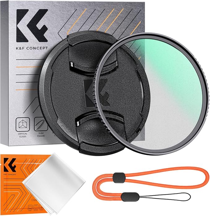 K&F CONCEPT 40.5mm Black Diffusion 1/4 Filter + Lens Cap, Mist Cinematic Effect by KFCONCEPT