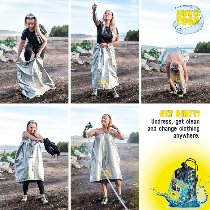 Shower Toga - Wearable Shower Garment, Privacy RV & Camping Shower, Surf Poncho, Shower Tent, or Portable Changing Room