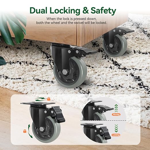 Caster Wheels 4 Inch, Swivel Plate Casters Set of 4 Heavy Duty 2000lbs - Image 4