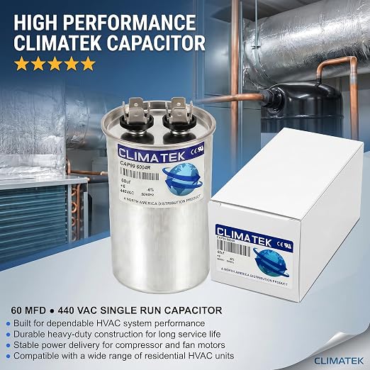 ClimaTek 60 MFD 370/440 Volt VAC Run Round Capacitor CAP99-6004R - Image 2