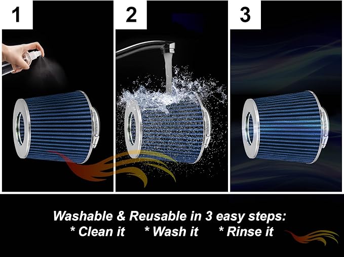 BLUE 6" 152 mm Inlet Truck Air Cone Replacement Performance Washable Clamp-On - Image 6