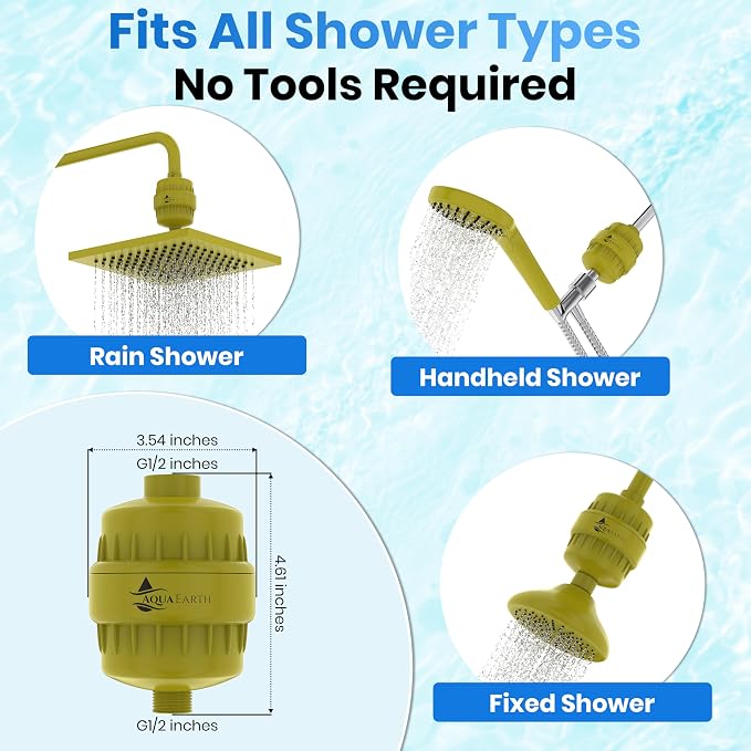 Shower Head Filter For Hard Water Gold 20 Stages to Remove Chlorine Fluoride - Image 5