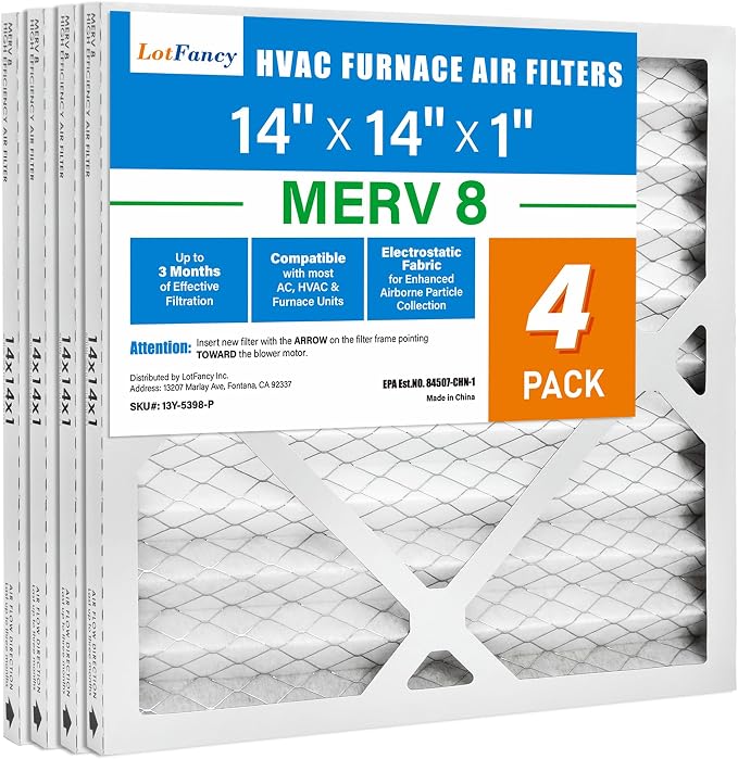 LotFancy 14x14x1 Air Filter MERV 8 4-Pack, Electrostatic Pleated Furnace & AC - Image 9