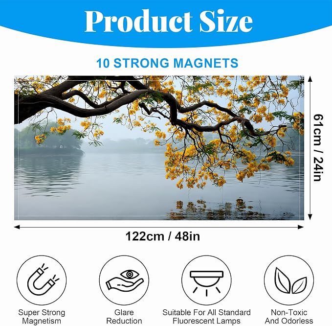 2 Pack Fluorescent Light Covers- 4 x 2 Feet Magnetic Ceiling Light Cover Room - Image 2