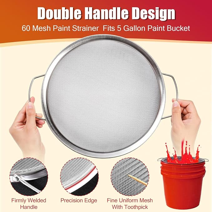 Fine Mesh Paint Strainer 60 Mesh Stainless Steel Paint Filter Emulsion Honey - Image 2