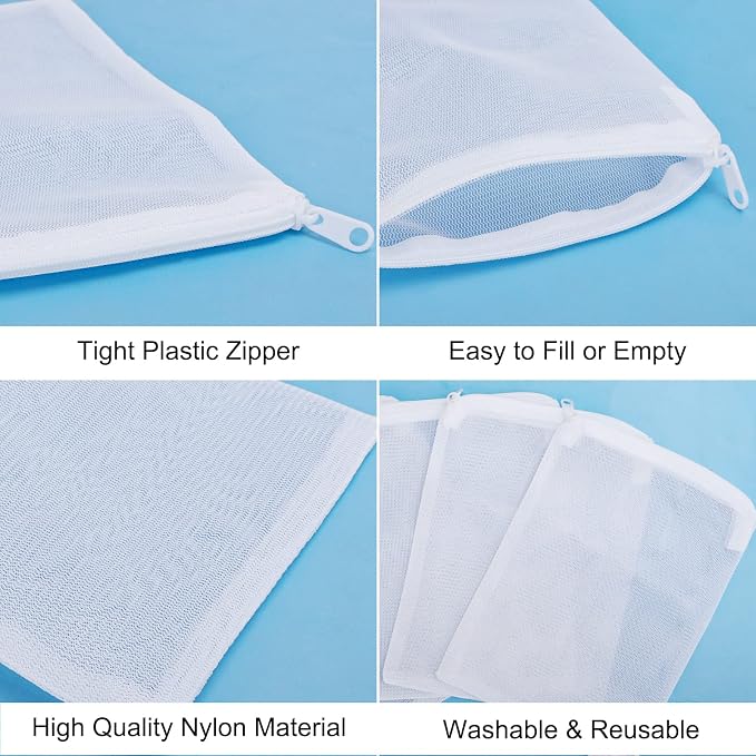 Segarty Filter Media Bags, 10 Pack 0.5mm Fine Mesh 7.7 x 6 Inch White Reusable - Image 5