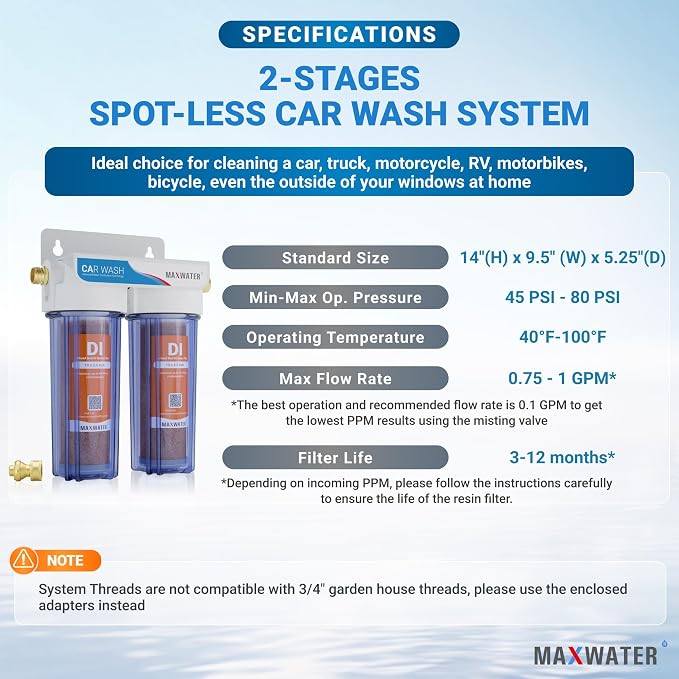 Max Water 2 Stage Deionized Spot Free Car Rinse Unit, Premium Water Deionizer - Image 5