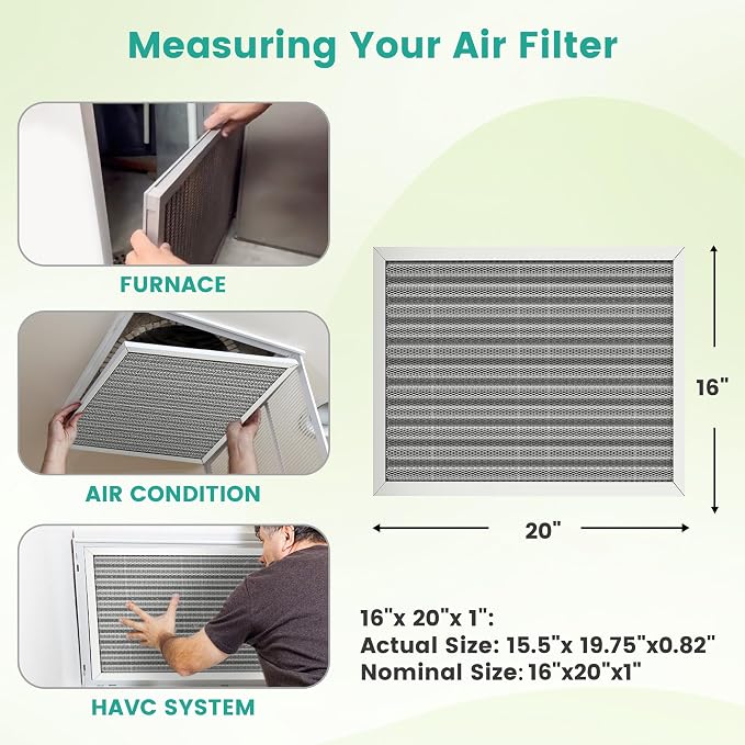 16x20x1 Reusable Air Filter, Electrostatic HVAC AC Furnace Filter, Merv 8 - Image 3