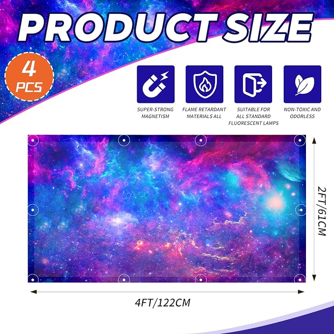 4 Pcs Fluorescent Light Covers, 2x4 Feet Magnetic Light Covers - Image 2