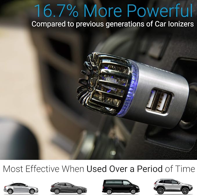 Car Air Purifier Ionizer - 12V Plug-in Ionic Anti-Microbial Car Deodorizer - - Image 5