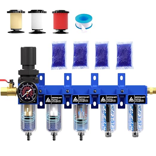 1/4'' NPT 5 Stage Air Drying System, Air Compressor Dryer System, 5 &0.5 &0.01 by ATINY