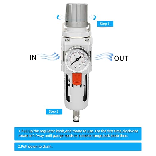 NANPU 3/4" NPT Compressed Air Filter Regulator Combo Piggyback, 5 Micron Brass - Image 4