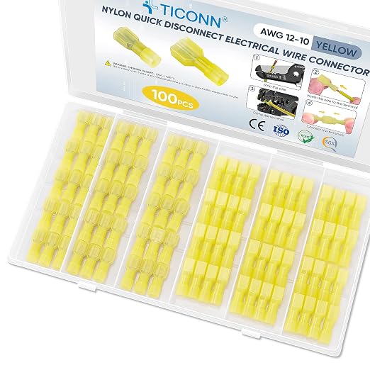 TICONN 100 Pcs Nylon Spade Quick Disconnect Connectors Kit, Electrical by TICONN