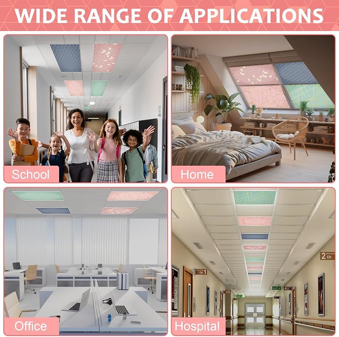 QOUBAI 4PCS Fluorescent Light Covers, 4x2 Feet Magnetic Light Cover Fluorescent - Image 6