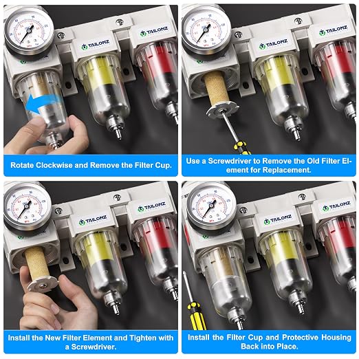 TAILONZ PNEUMATIC 0-150PSI 1/4 Inch NPT Grade 3 Stage Air Drying System - Image 6