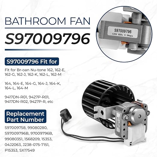 【Upgraded】 S97009796 Bathroom Replacement Fan Motor Blower Assembly Compatible - Image 2