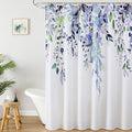 Colorful Star Green Eucalyptus Waterproof Shower Curtain Set with Hooks, Minimalist Watercolor Floral Print Bathroom Décor, Plant Leaves Washable Fabric Shower Curtain, 72 x 78 Inch