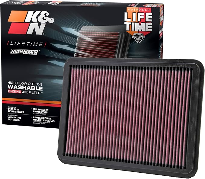 K&N High-Flow Original Lifetime Engine Air Filter: Increase Power: Premium by KNEngineeringInc