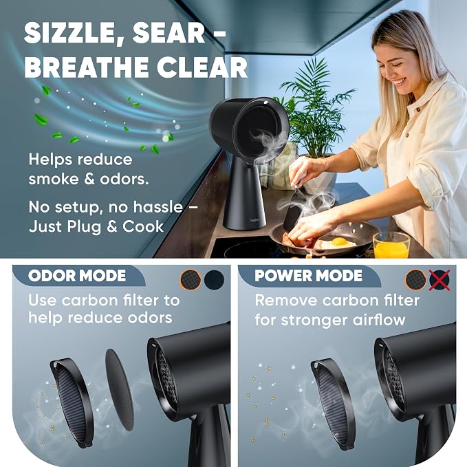 BREETEE Portable Range Hood Kitchen–5-Layer Filter Compact Desktop Exhaust Fan - Image 6