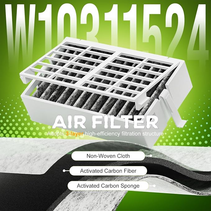 Funmit W10311524 Air Filter & W10346771A Freshflow Produce Preserver Replacement - Image 5