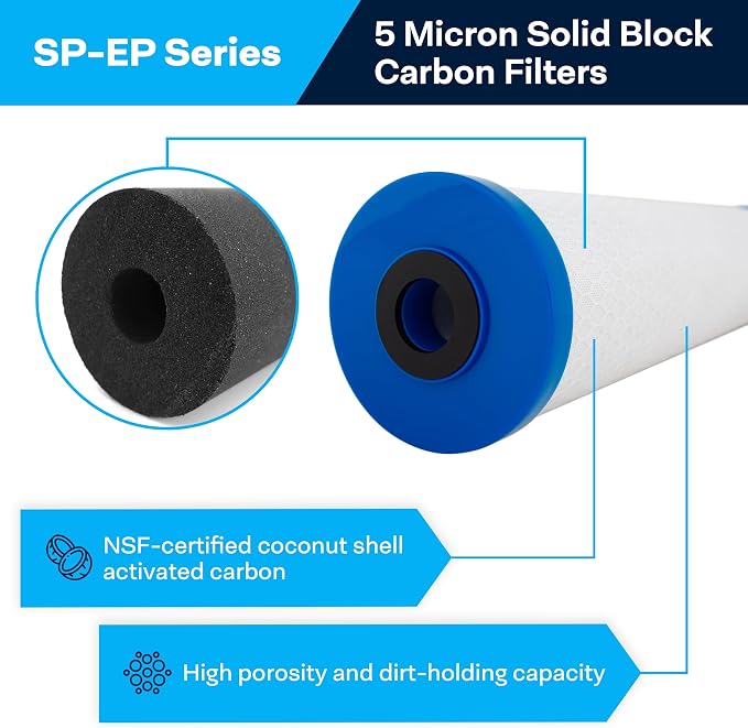 SpiroPure 5 Micron Carbon Block Filter EP-20BB 155583-43 CB-45-2005, 4 Pack - Image 2