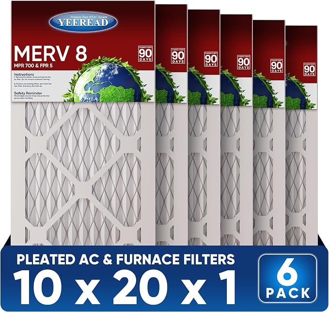 10x20x1 MERV 8 Air Filters 6-Pack, Actual Size 9.7" x 19.7" x 0.75" – Compatible by Unknown