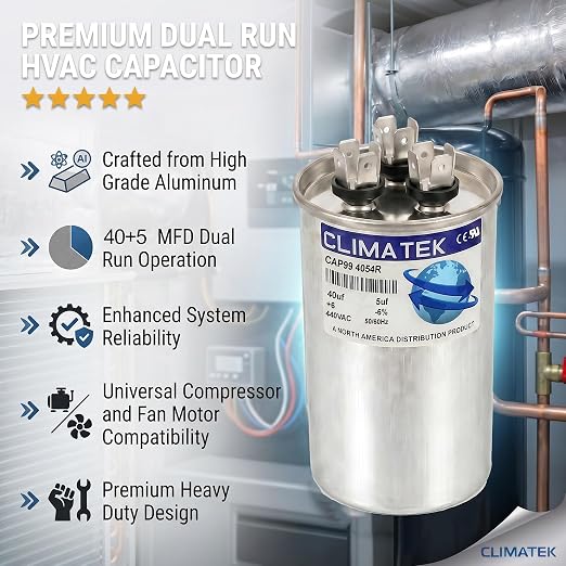 ClimaTek 15 + 5 MFD 370/440 Volt Dual Run Capacitor CAP99-1554R | 15/5 VAC | - Image 5