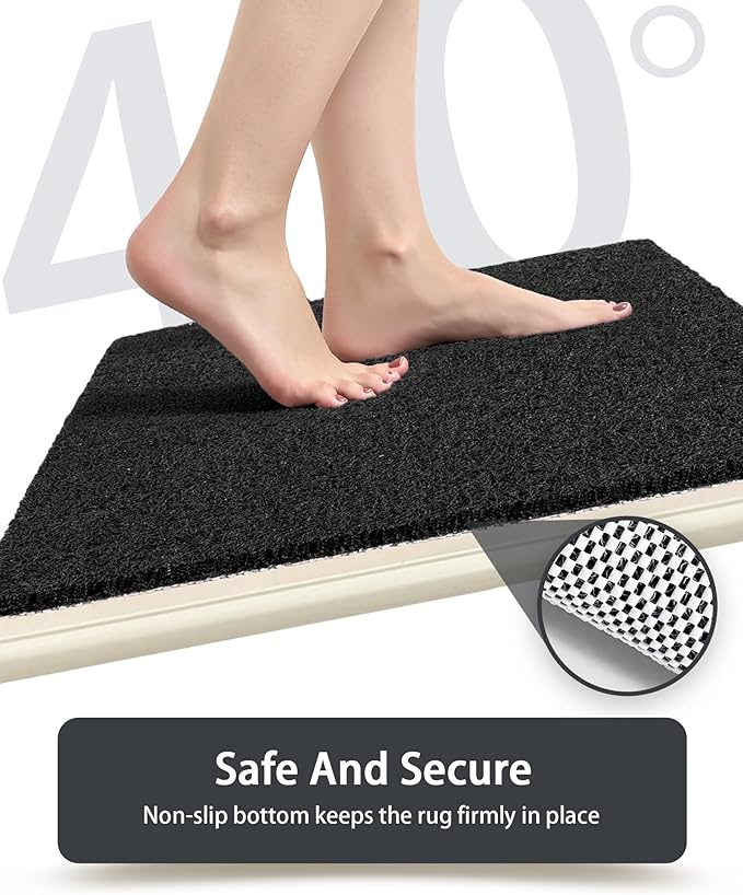 Non Slip Shower Mats for Inside Shower,16x24 Inch,Anti-Slip Bathtub Mats for Bathroom, Foot Scrubber Loofah Bath Mats for Shower, Quick Drying Shower Stall Mats for Wet Areas (Black)