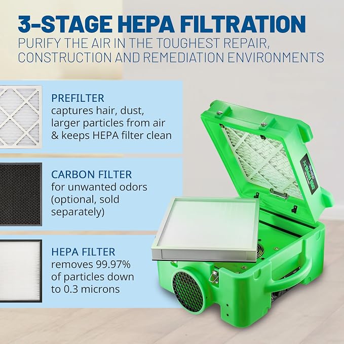 BlueDri Air Shield 550 HEPA Air Scrubber, Water Damage Restoration Equipment - Image 4