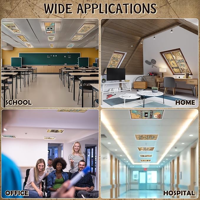 8Pcs Classroom Light Covers for Fluorescent Lights, Retro Magnetic 2x4 FT - Image 8
