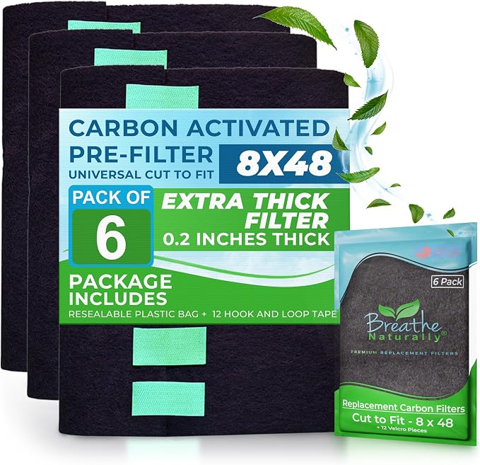 Breathe Naturally Universal 8x48 Cut-to-Fit Activated Carbon Filter Charcoal by BreatheNaturally
