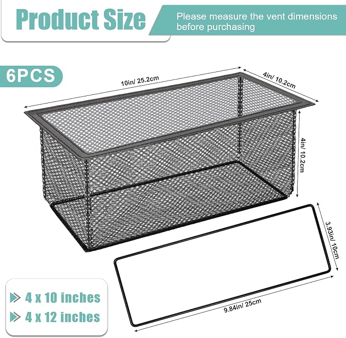 6PCS Floor Register Cover Trap 4"x10", Mesh Floor Vent Screen Net - Image 2