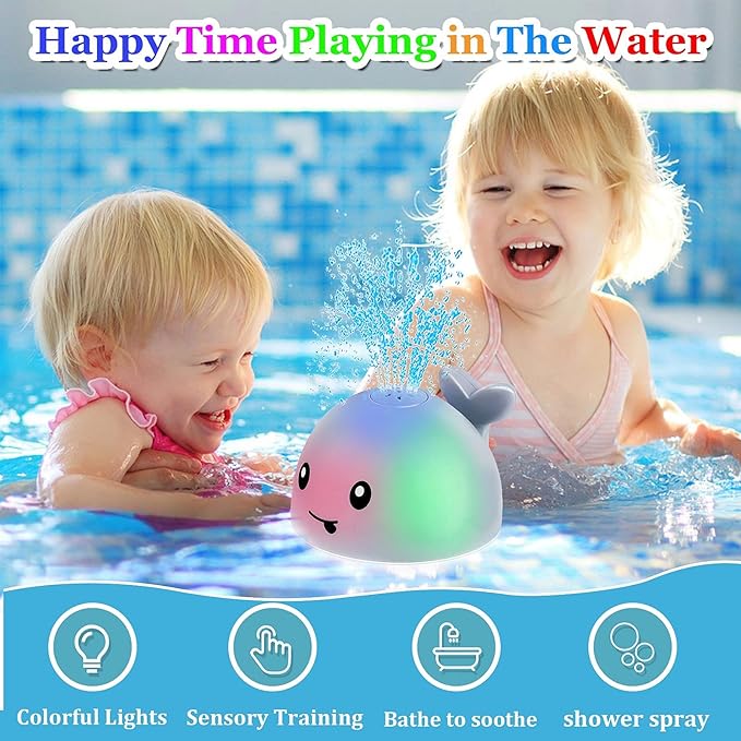 Bath Toys for Kids Ages 1-3 - 1 2 3 Year Boys Girls Gifts | Christmas Stocking Stuffers 6-12-18 Months | Light Up Whale Bath Toy Sprinkler Toddler Bathtub Pool Water Table Toys