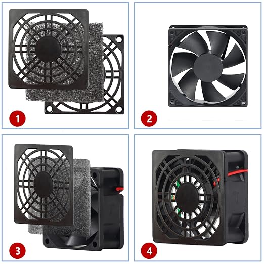 4 Pcs 70mm Black Square Plastic Cooling Fan Filter Cover, Dust Screen - Image 4