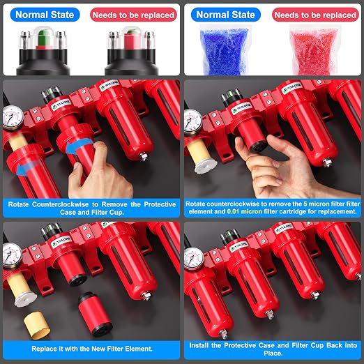 TAILONZ PNEUMATIC 0-150PSI 3/8 Inch NPT Red Industrial Grade 4 Stage Air Drying - Image 5