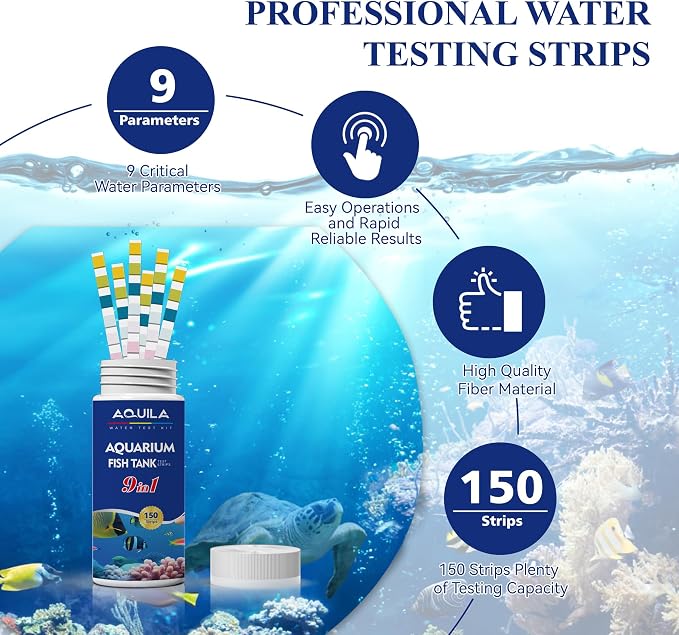Aquarium Water Test Kit 9-in-1, Aquarium Ammonia Test Strips - Image 3