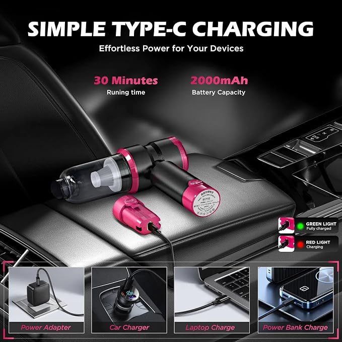 Handheld Car Vacuum with 15000PA Power, 4 in 1 Powerful Cordless Vacuum Cleaner - Image 5