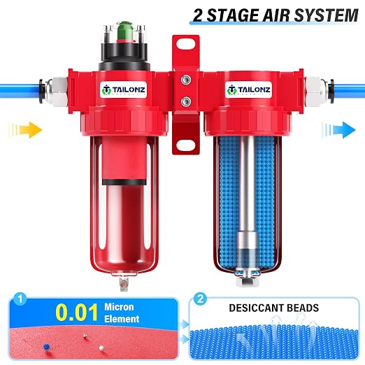 TAILONZ PNEUMATIC 0-150PSI 1/2 Inch NPT Aluminum Alloy Air Filter Drying System - Image 5