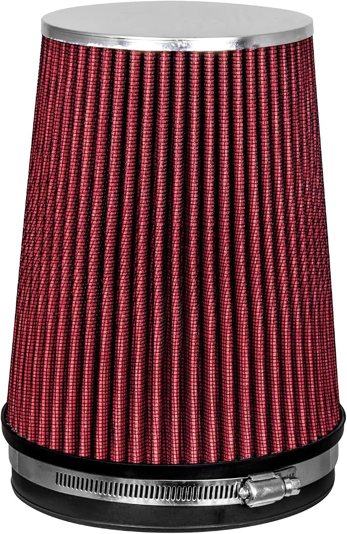 RED 6" 152 mm Inlet Truck Air Cone Replacement Performance Washable Clamp-On by RtunesRacing
