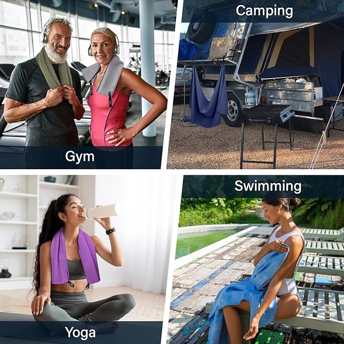 APEXUP Microfiber Travel Towel, Ultra Absorbent Quick Dry Towels, Lightweight Gym Sports Camping Towel for Workout, Yoga, Beach, Shower, Swimming (60"×30", Gray)