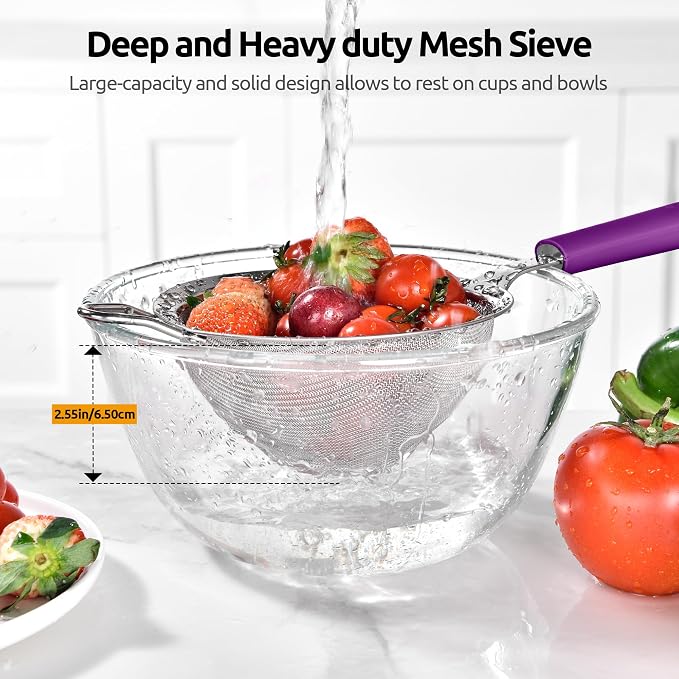 U-Taste Medium Fine Mesh Strainer: 18/8 Stainless Steel 4.73in 30 Mesh Kitchen - Image 9