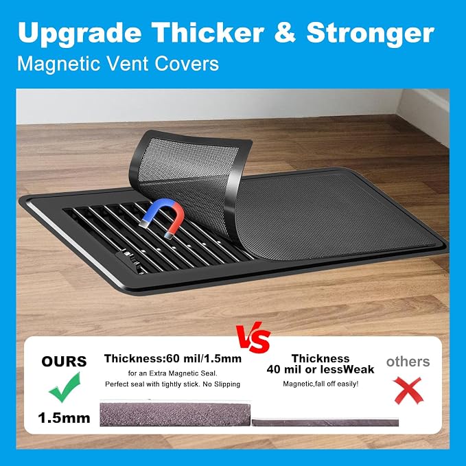 6-Pack Black Magnetic Vent Covers 5.5x12 Inch - Image 2