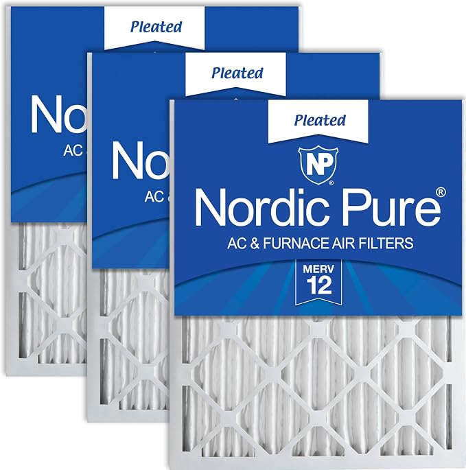 Nordic Pure 16x20x2 Pleated MERV 12 Air Filters 3 Pack by NordicPure